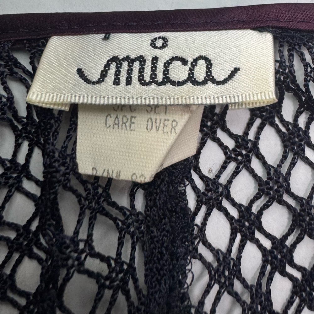 Vintage Mica Crochet Maxi Dress Black Sheer Knit Boho Festival Witchy Size 6 - Picture 8 of 10